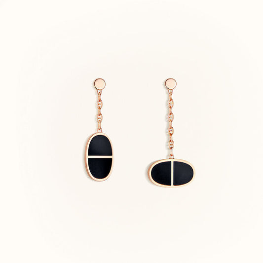 [⭐⭐JeweliWhal]CHAINE VERSO BLACK CERAMIC EARRINGS