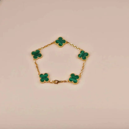 [⭐⭐JeweliWhal] CLOVER 5 MOTIF MALACHITE BRACELET COLLECTION
