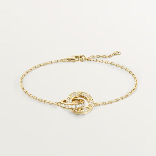 [⭐⭐JeweliWhal]LOVE DOUBLE RING FULL DIAMOND BRACELET