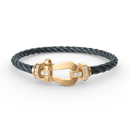 [⭐⭐JeweliWhal]FORCE LARGE HORSESHOE HALF DIAMOND BRACELET GOLD