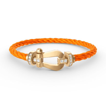 [⭐⭐JeweliWhal]FORCE LARGE HORSESHOE HALF DIAMOND BRACELET GOLD