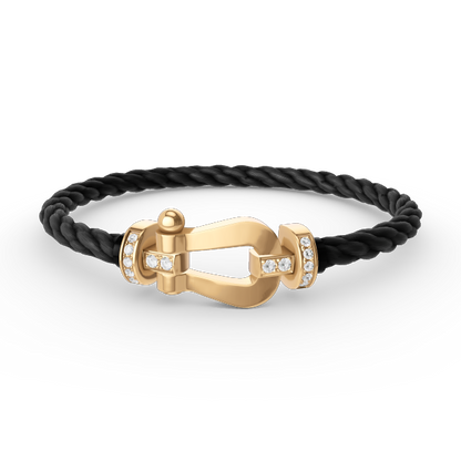 [⭐⭐JeweliWhal]FORCE LARGE HORSESHOE HALF DIAMOND BRACELET GOLD