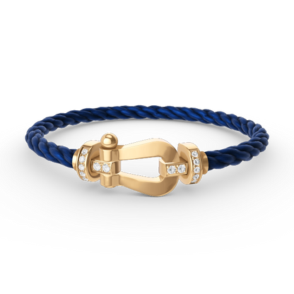 [⭐⭐JeweliWhal]FORCE LARGE HORSESHOE HALF DIAMOND BRACELET GOLD