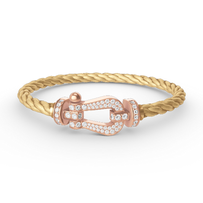 [⭐⭐JeweliWhal]FORCE LARGE HORSESHOE FULL DIAMOND BRACELET ROSE GOLD