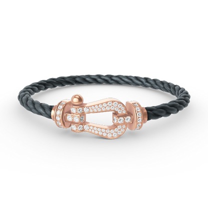 [⭐⭐JeweliWhal]FORCE LARGE HORSESHOE FULL DIAMOND BRACELET ROSE GOLD