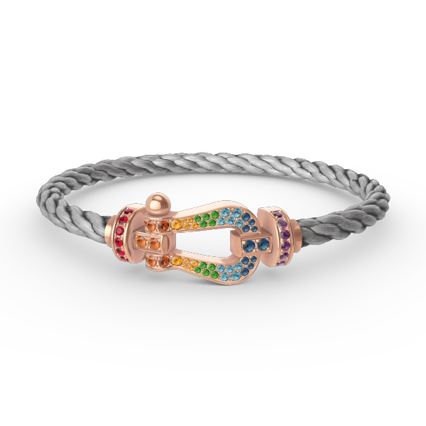 [⭐⭐JeweliWhal]FORCE LARGE HORSESHOE  COLORED DIAMOND BRACELET ROSE GOLD