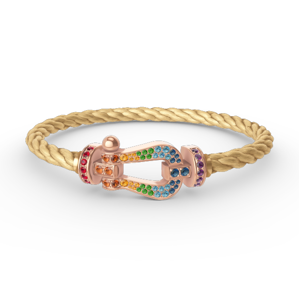 [⭐⭐JeweliWhal]FORCE LARGE HORSESHOE  COLORED DIAMOND BRACELET ROSE GOLD