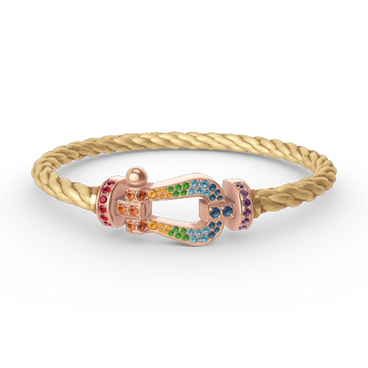 [⭐⭐JeweliWhal]FORCE LARGE HORSESHOE  COLORED DIAMOND BRACELET ROSE GOLD