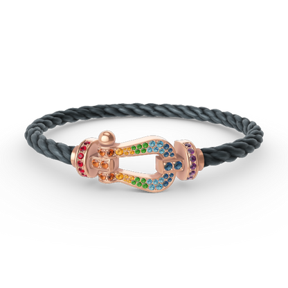 [⭐⭐JeweliWhal]FORCE LARGE HORSESHOE  COLORED DIAMOND BRACELET ROSE GOLD