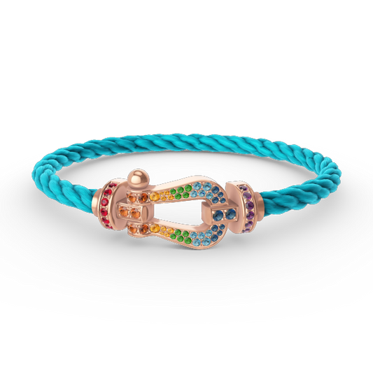 [⭐⭐JeweliWhal]FORCE LARGE HORSESHOE  COLORED DIAMOND BRACELET ROSE GOLD