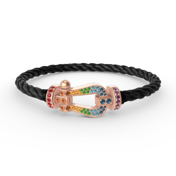 [⭐⭐JeweliWhal]FORCE LARGE HORSESHOE  COLORED DIAMOND BRACELET ROSE GOLD