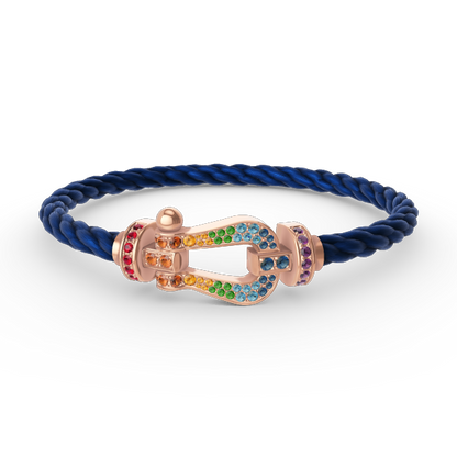 [⭐⭐JeweliWhal]FORCE LARGE HORSESHOE  COLORED DIAMOND BRACELET ROSE GOLD