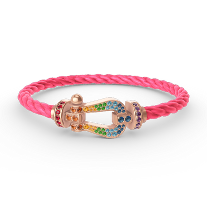 [⭐⭐JeweliWhal]FORCE LARGE HORSESHOE  COLORED DIAMOND BRACELET ROSE GOLD