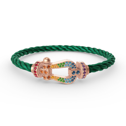 [⭐⭐JeweliWhal]FORCE LARGE HORSESHOE  COLORED DIAMOND BRACELET ROSE GOLD