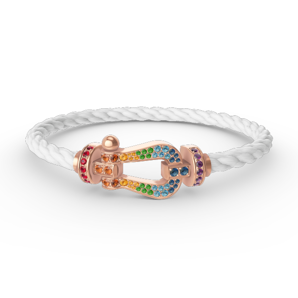 [⭐⭐JeweliWhal]FORCE LARGE HORSESHOE  COLORED DIAMOND BRACELET ROSE GOLD