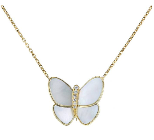 [⭐⭐JeweliWhal]BUTTERFLY GOLD MOP DIAMOND NECKLACE