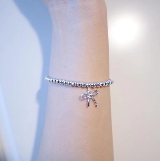 [⭐JeweliWhal]STERLING SILVER BOW BEAD BRACELET
