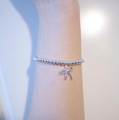 [⭐JeweliWhal]STERLING SILVER BOW BEAD BRACELET
