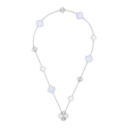 [⭐⭐JeweliWhal]取り外し可能クローバー 15(11+4) フラワーシルバーネックレスセット