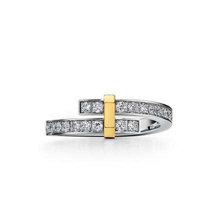 [⭐JeweliWhal]EDGE GOLD SILVER DIAMOND RING