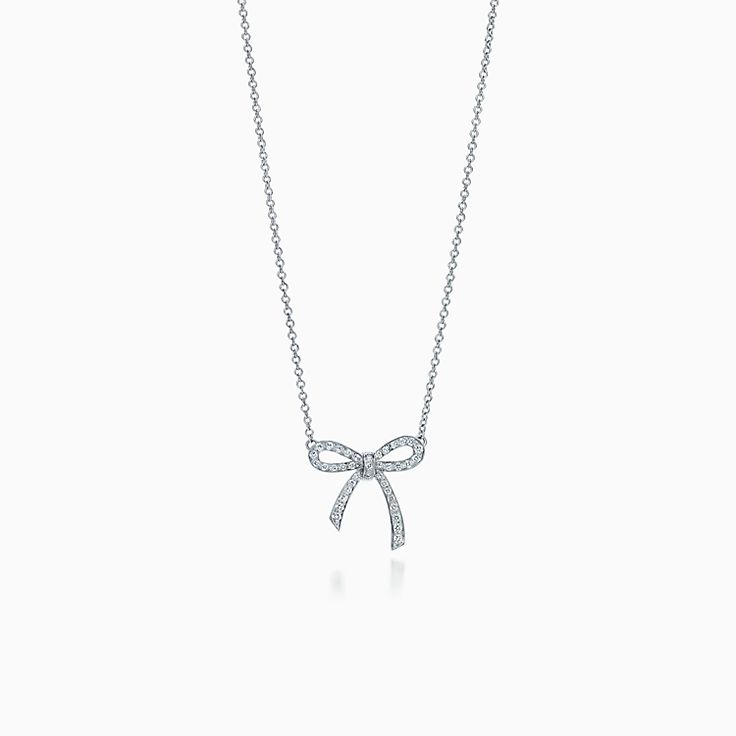 [⭐JeweliWhal]RIBBON NECKLACE BOW PENDANT DIAMOND CHARM CHAIN