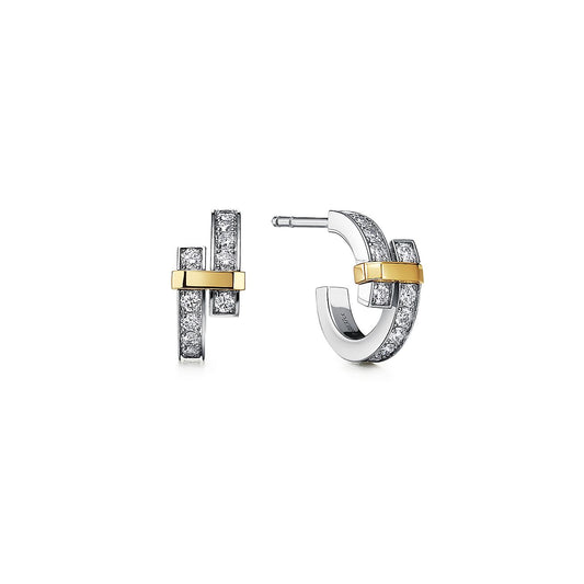 [⭐JeweliWhal]EDGE DIAMOND PINK GOLD EARRINGS