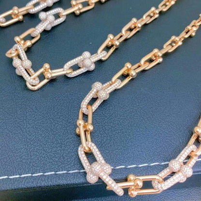 [⭐JeweliWhal]HARDWEAR GRADUATED LINK NECKLACE ROSE GOLD WITH PAVE DIAMONDS
