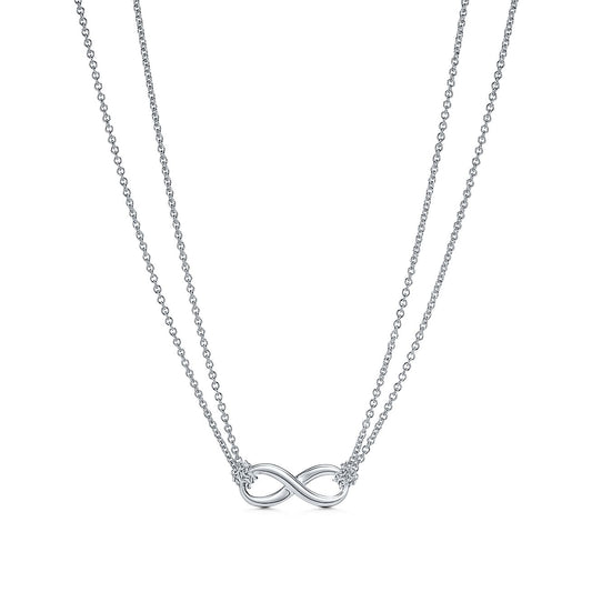 [⭐JeweliWhal]SILVER INFINITY DOUBLE CHAIN NECKLACE