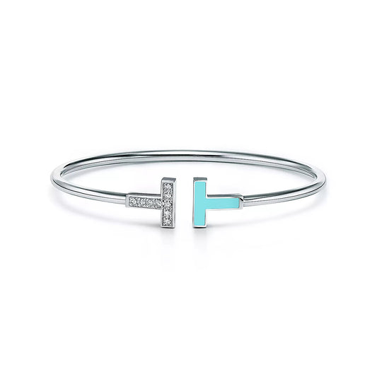 [⭐JeweliWhal]T BRACELET 1.8MM TURQUOISE DIAMOND SILVER