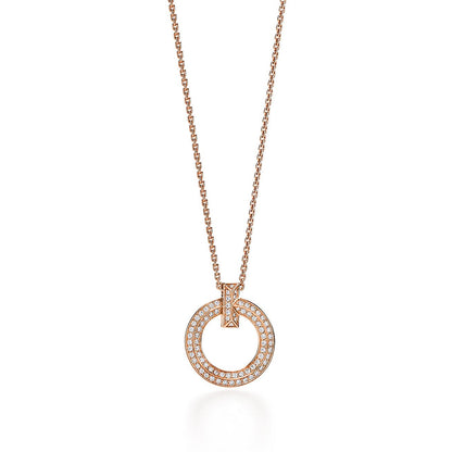 [⭐JeweliWhal]T1 CIRCLE DIAMOND PAVED MEDIUM NECKLACE
