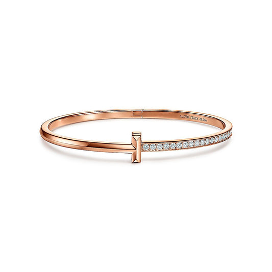 [⭐JeweliWhal]NARROW T1 HINGED BANGLE DIAMOND PINK GOLD