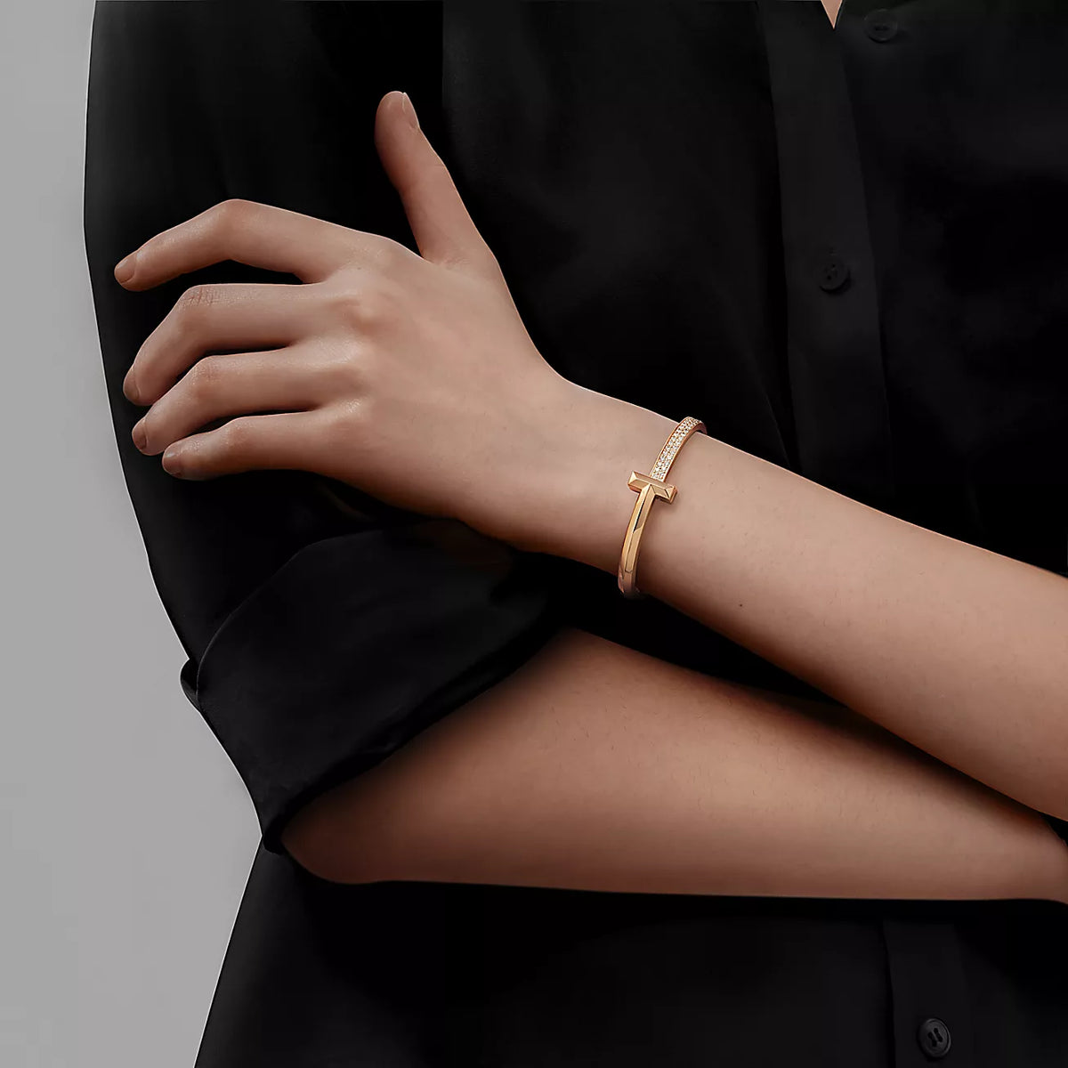 [⭐JeweliWhal]T1 WIDE DIAMOND HINGED BANGLE PINK GOLD