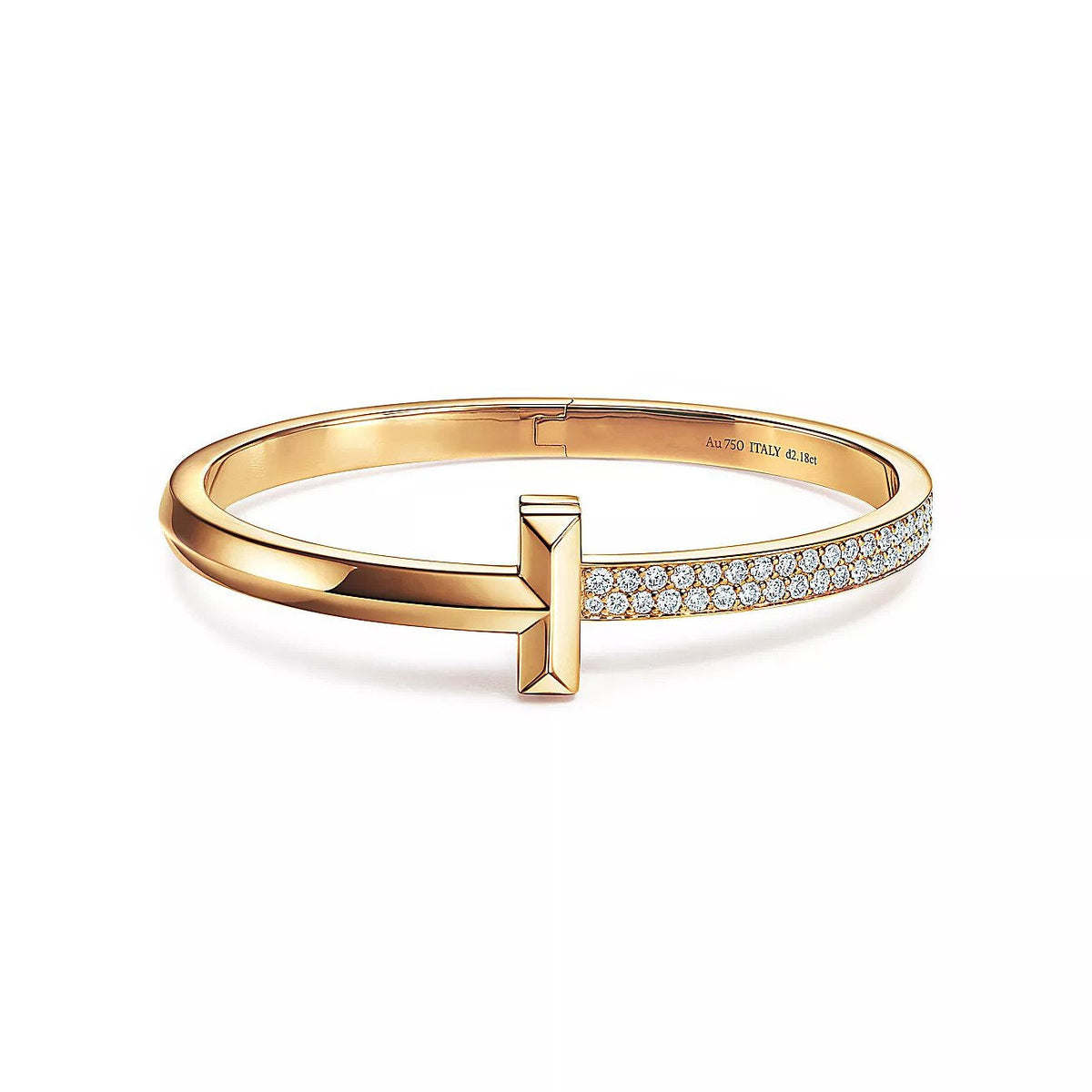 [⭐JeweliWhal]T1 WIDE DIAMOND HINGED BANGLE PINK GOLD