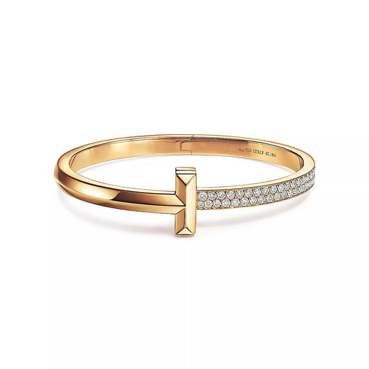 [⭐JeweliWhal]T1 WIDE DIAMOND HINGED BANGLE PINK GOLD
