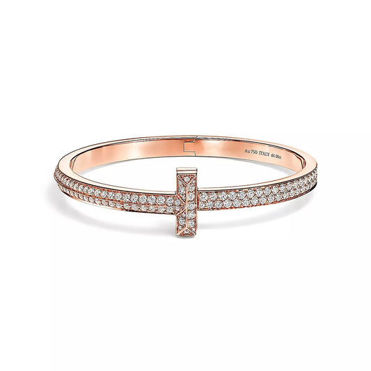 [⭐JeweliWhal]T1 WIDE HINGED BANGLE DIAMOND PAVED BRACELET