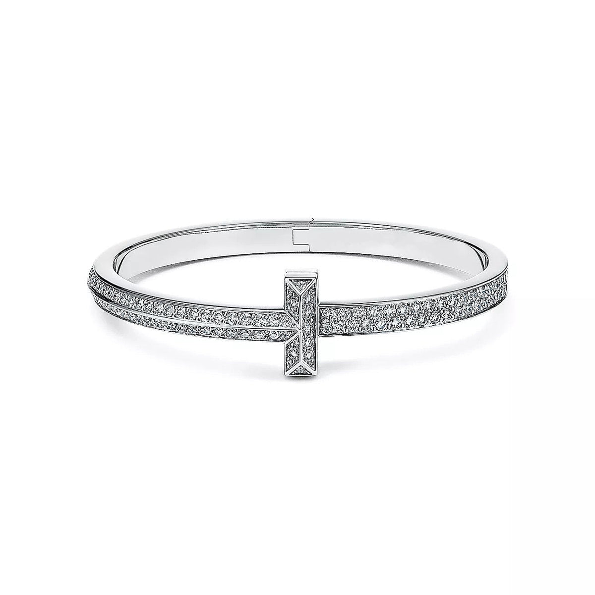 [⭐JeweliWhal]WIDE DIAMONDS HINGED BANGLE SILVER