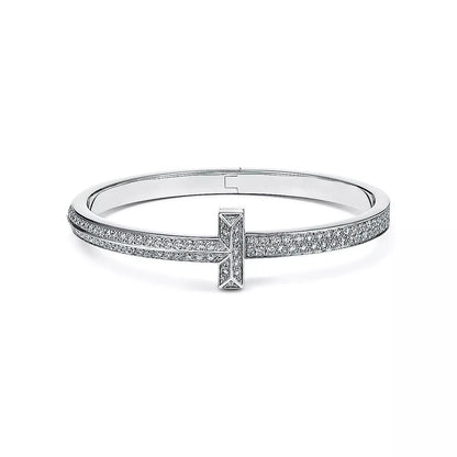 [⭐JeweliWhal]WIDE DIAMONDS HINGED BANGLE SILVER