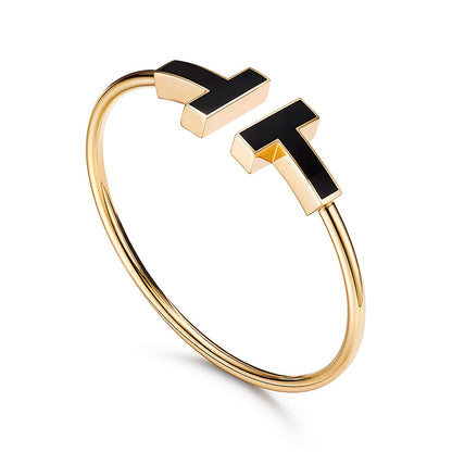 [⭐JeweliWhal]T WIDE ONYX OPEN BRACELET