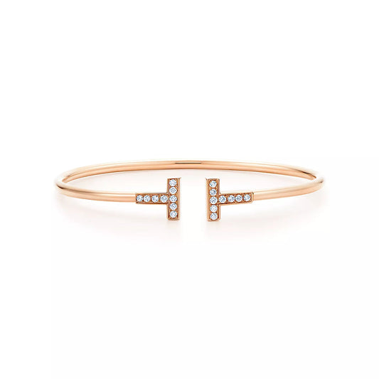 [⭐JeweliWhal]T BRACELET PINK GOLD 1.8MM DIAMOND