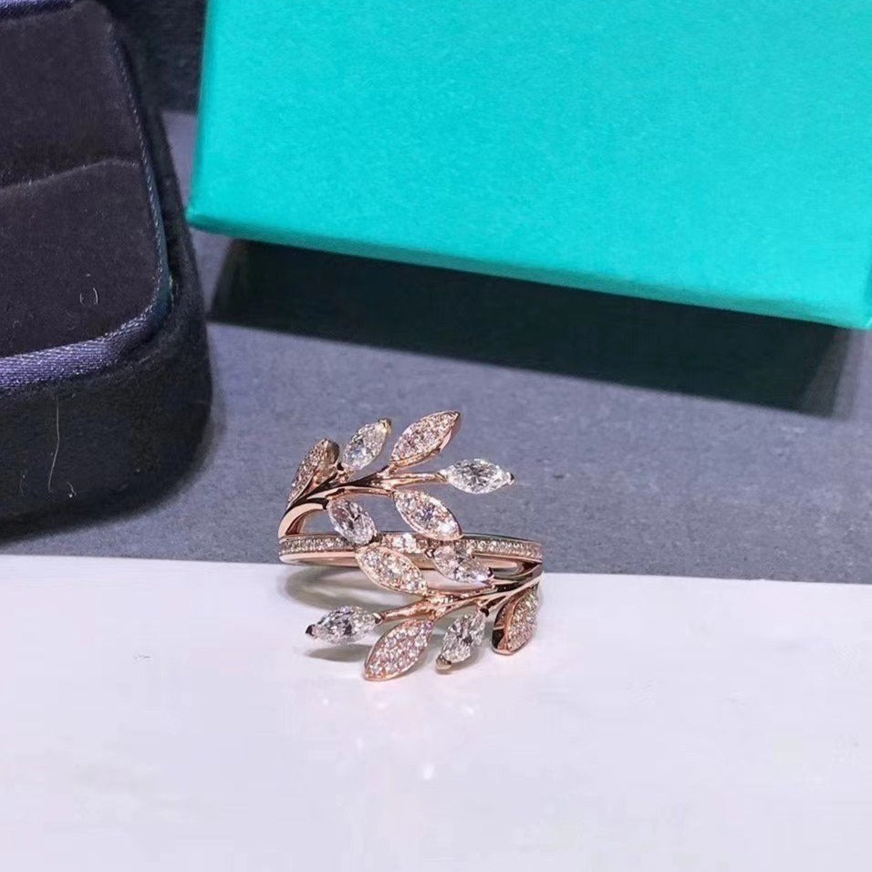 [⭐JeweliWhal]VICTORIA DIAMOND VINE BYPASS RING PINK GOLD