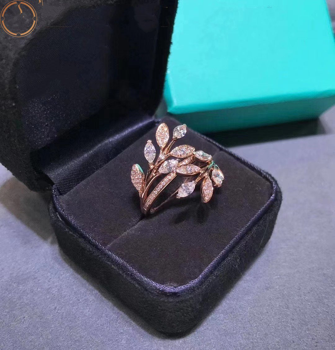 [⭐JeweliWhal]VICTORIA DIAMOND VINE BYPASS RING PINK GOLD
