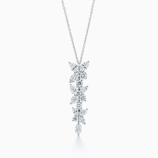 [⭐JeweliWhal]ミックスクラスター ダイヤモンドドロップペンダント