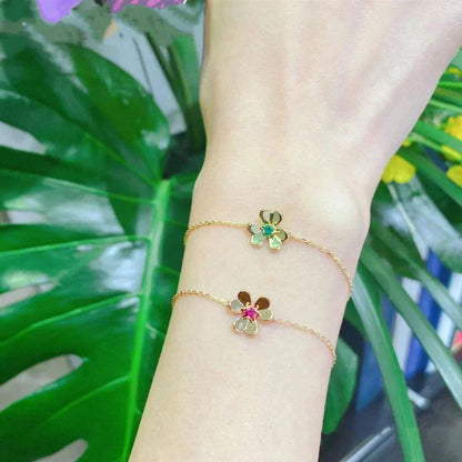 [⭐⭐JeweliWhal]FRIVOLE GOLD FLOWER PINK MALACHITE BRACELET