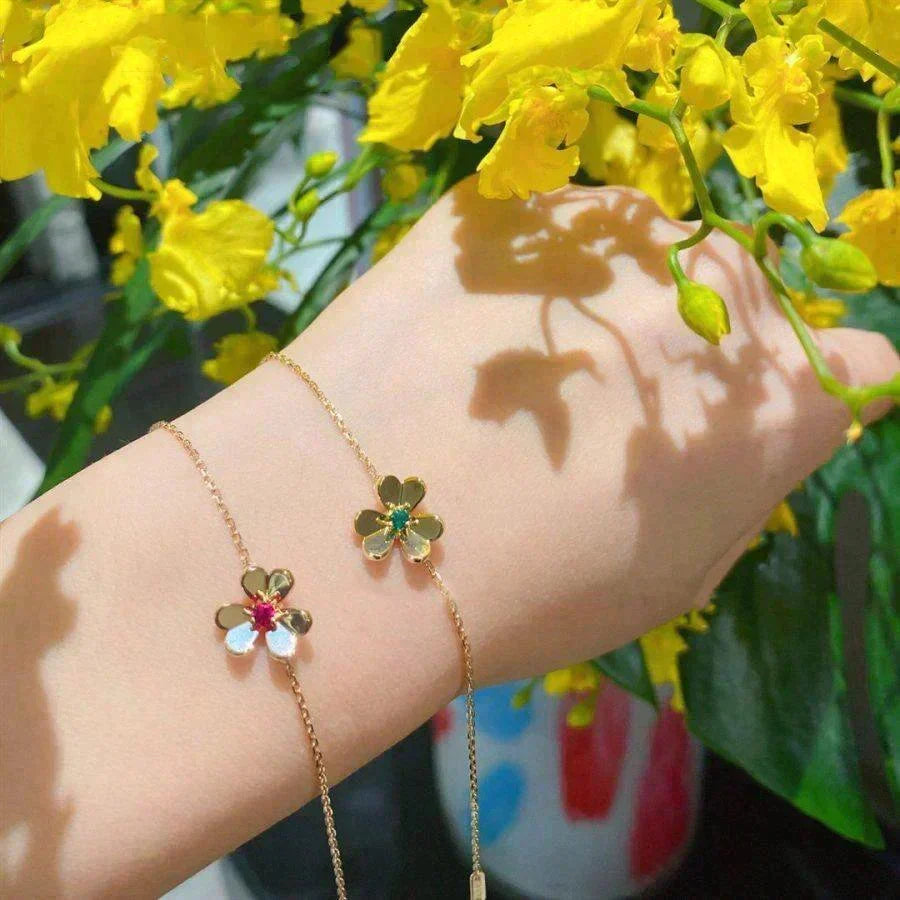 [⭐⭐JeweliWhal]FRIVOLE GOLD FLOWER PINK MALACHITE BRACELET