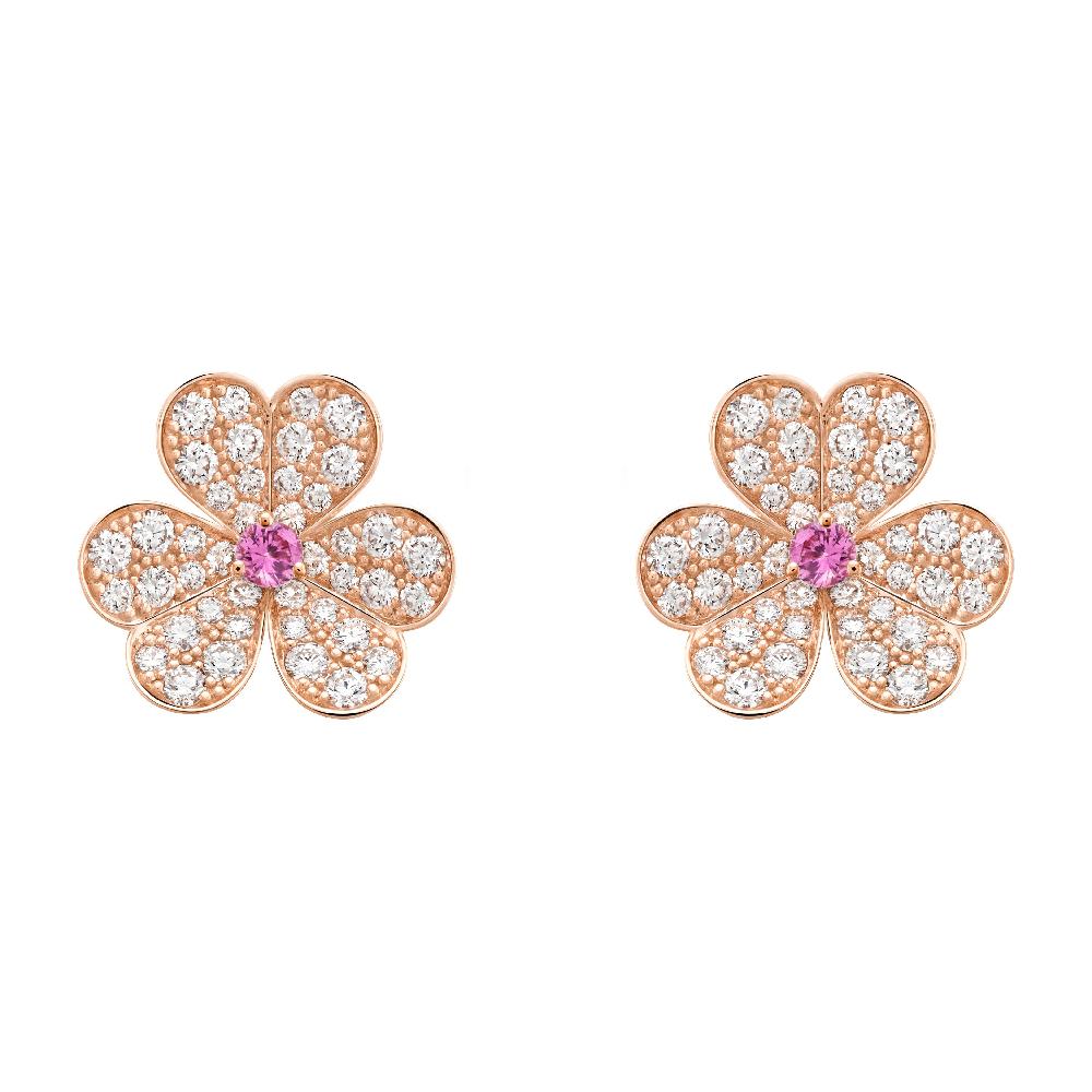 [⭐⭐JeweliWhal]FRIVOLE PINK GOLD FLOWER DIAMOND EARRINGS