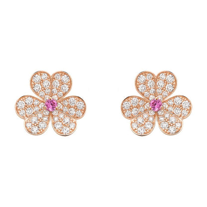 [⭐⭐JeweliWhal]FRIVOLE PINK GOLD FLOWER DIAMOND EARRINGS