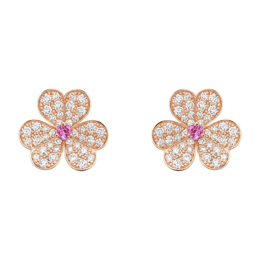 [⭐⭐JeweliWhal]FRIVOLE PINK GOLD FLOWER DIAMOND EARRINGS