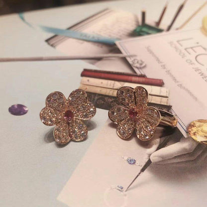 [⭐⭐JeweliWhal]FRIVOLE PINK GOLD FLOWER DIAMOND EARRINGS