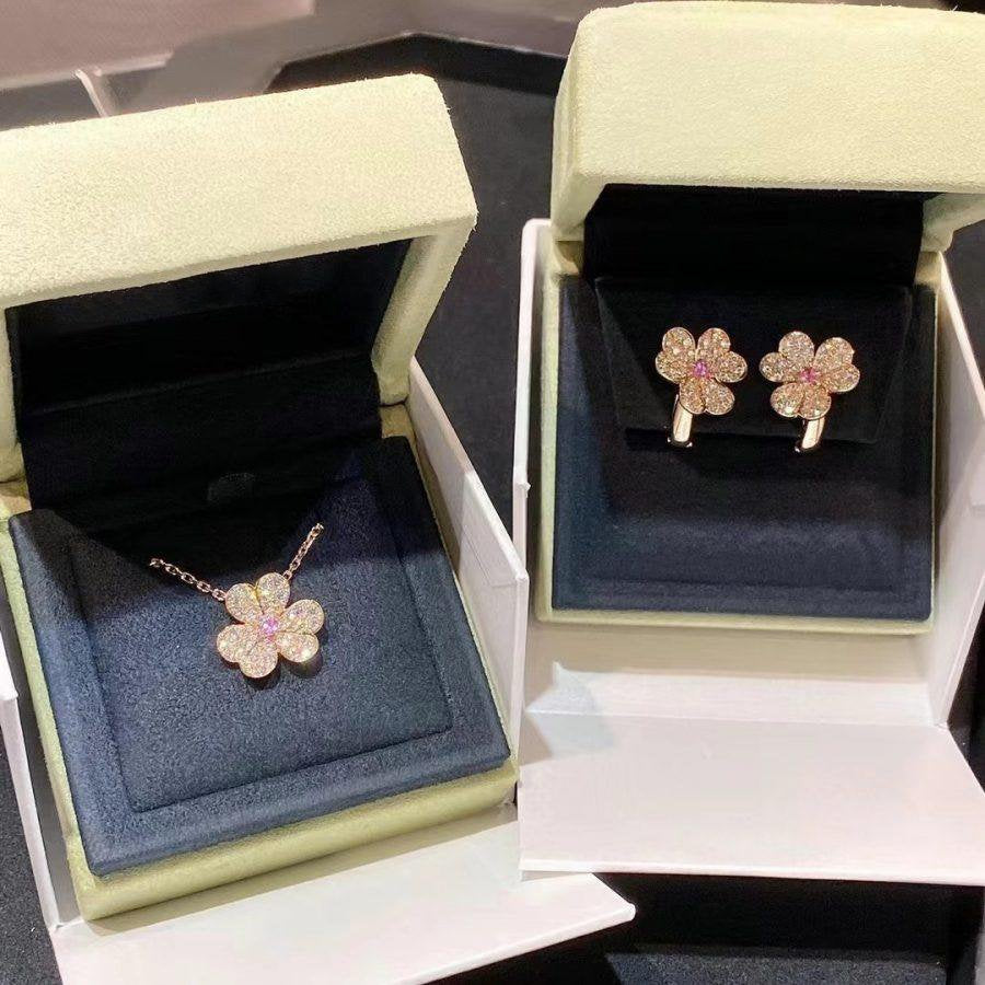 [⭐⭐JeweliWhal]FRIVOLE PINK GOLD FLOWER DIAMOND EARRINGS