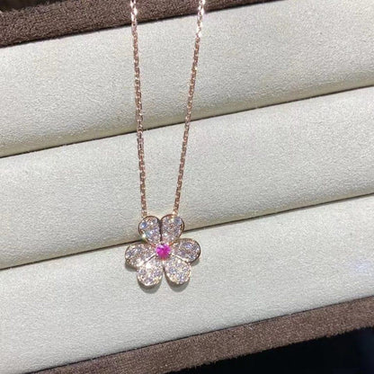 [⭐⭐JeweliWhal]FRIVOLE ROSE GOLD FLOWER DIAMOND NECKLACE